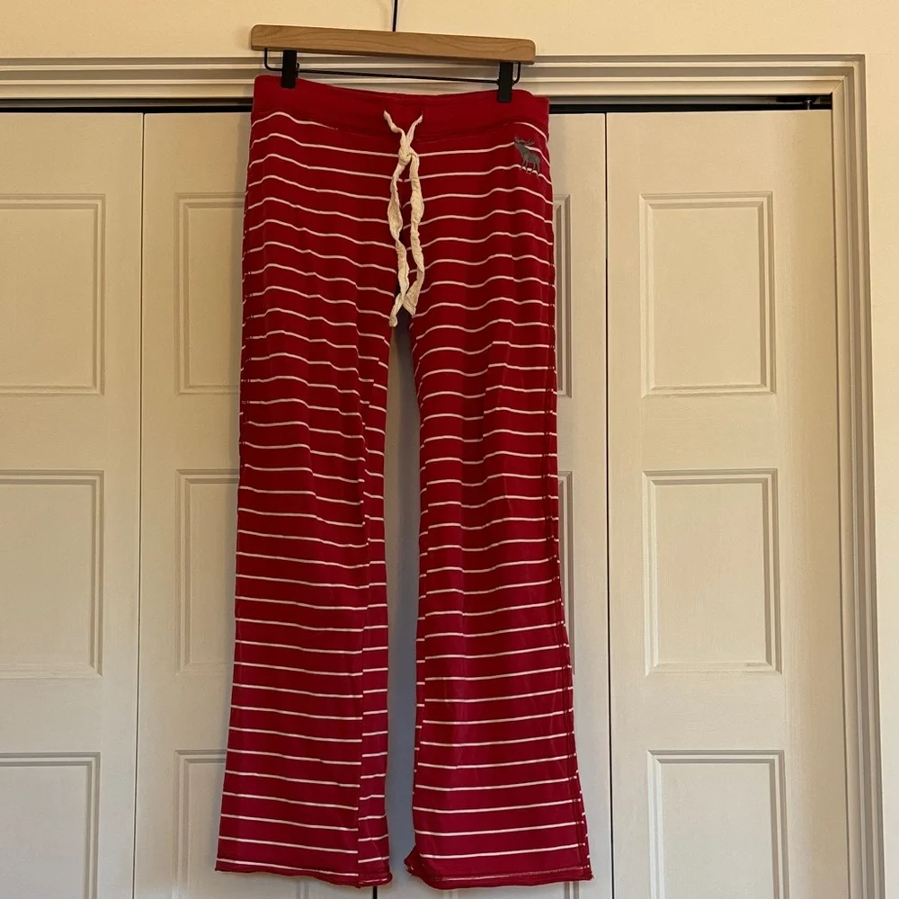 Abercrombie & Fitch Red and White Striped Pajama Pants - Picture 1 of 4